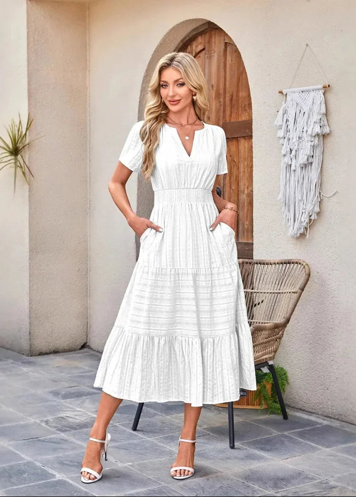 White dress with pocket S Dress Tailor