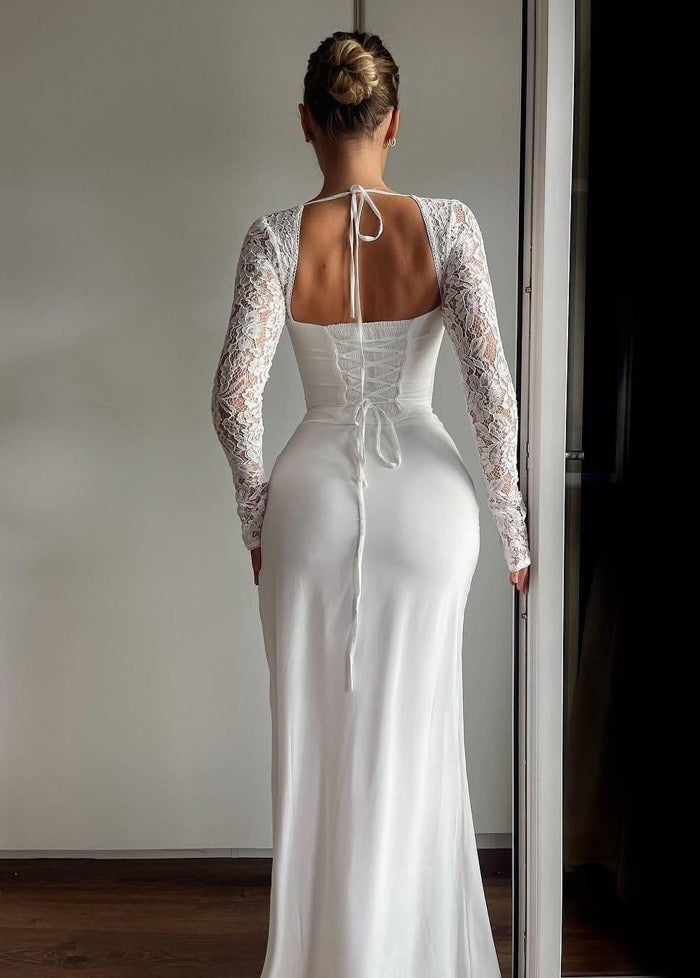 White dress with slit Dress Tailor
