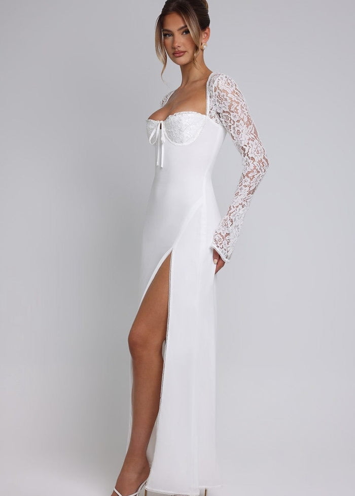 White dress with slit Dress Tailor