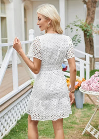 White eyelet embroidery dress Dress Tailor