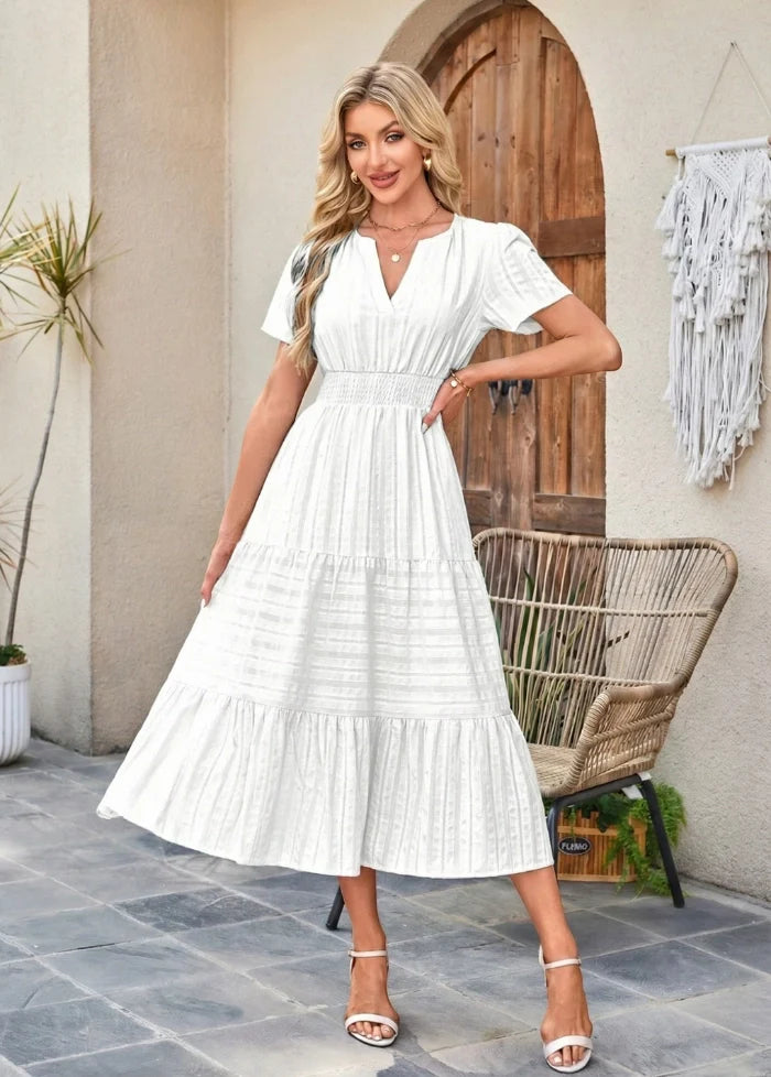 White gown featuring pocket Dress Tailor