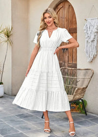 White gown featuring pocket Dress Tailor