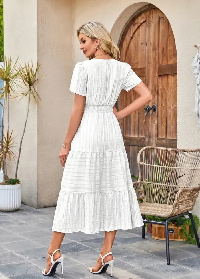 White gown featuring pocket Dress Tailor