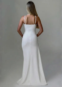 White maxi dress with slit Dress Tailor