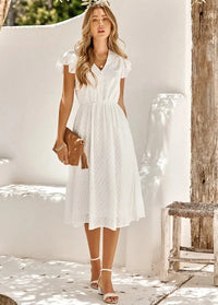 White mid-length cotton dress Dress Tailor