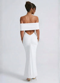 White off-shoulder long dress Dress Tailor