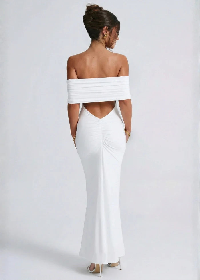 White off-shoulder long dress Dress Tailor