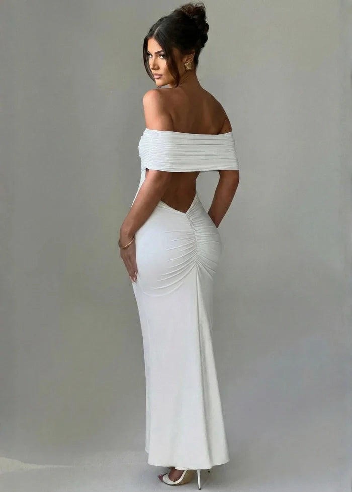 White off-shoulder long dress Dress Tailor