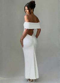 White off-shoulder long dress Dress Tailor