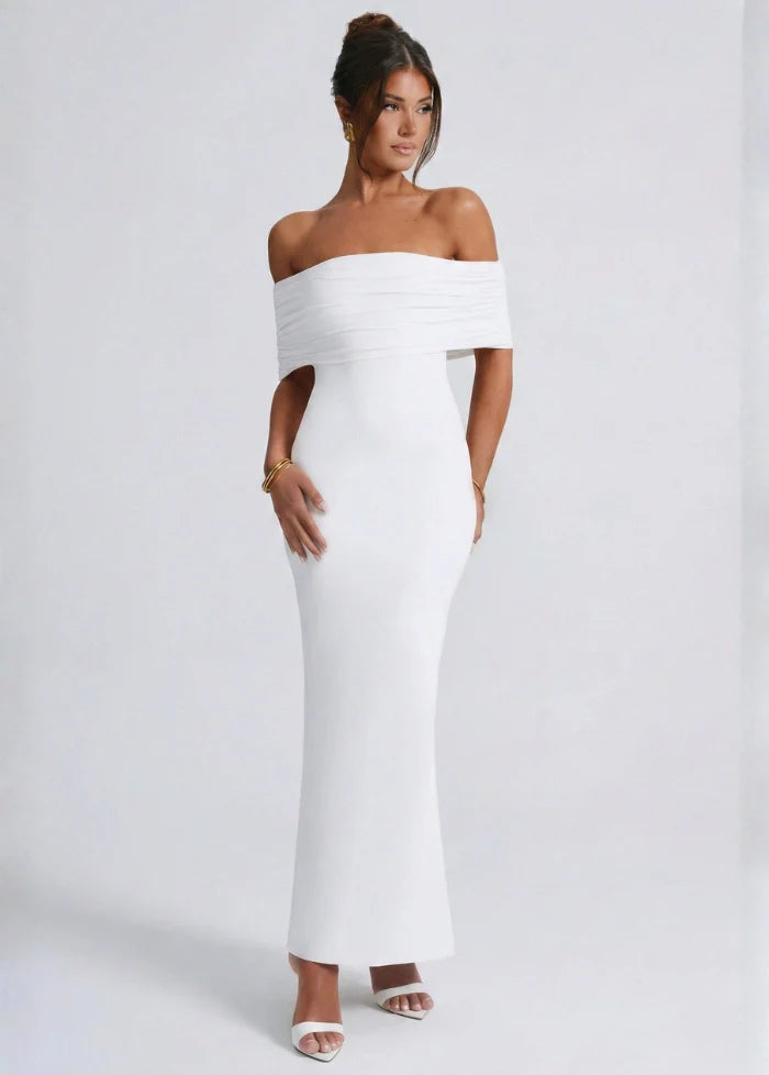 White off-shoulder long dress Dress Tailor