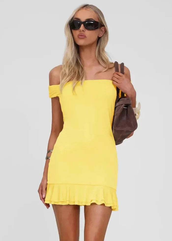 Yellow Bardot dress Dress Tailor