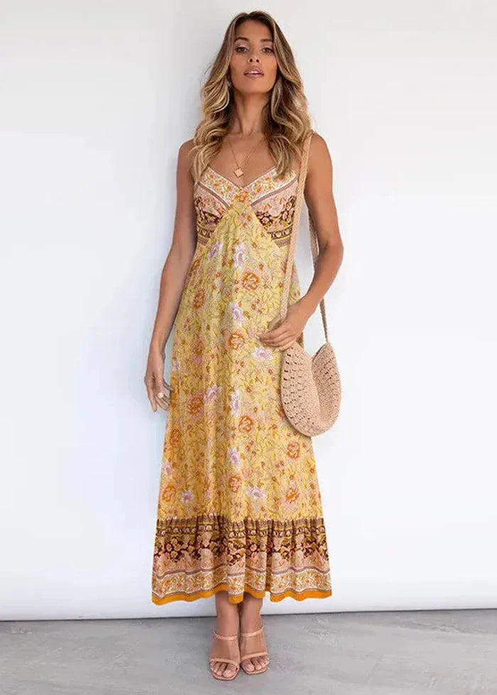 Yellow bohemian dress Dress Tailor